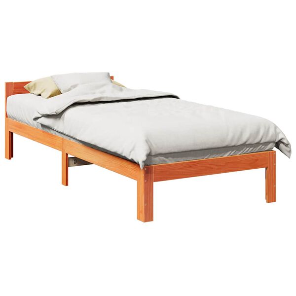 vidaXL Estructura de cama sin colch&oacute;n madera de pino marr&oacute;n 90x200 cm