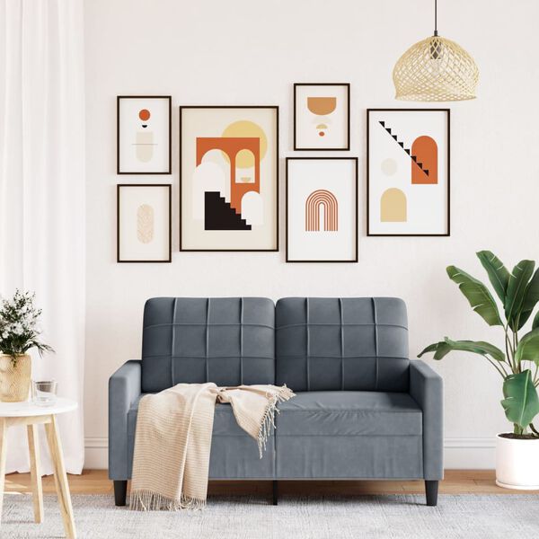 vidaXL Sofá de 2 plazas de terciopelo gris oscuro 120 cm