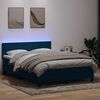 vidaXL Cama box spring con colch&oacute;n y LED terciopelo azul oscuro 140x210 cm