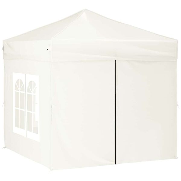 vidaXL Carpa para fiestas plegable con paredes laterales crema 2x2 m