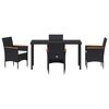 vidaXL Conjunto de Comedor de Jard&iacute;n 5 pcs Negro rat&aacute;n sint&eacute;tico