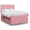 vidaXL Cama box spring con colch&oacute;n terciopelo rosa 140x200 cm