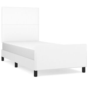 vidaXL Estructura de cama sin colch&oacute;n cuero sint&eacute;tico blanco 90x200 cm