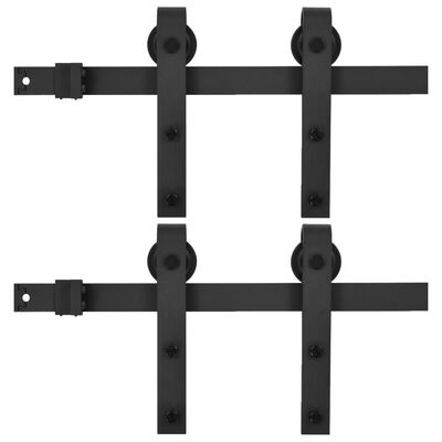 vidaXL Kit de herrajes de puertas correderas acero negro 2 uds 183 cm