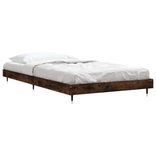 vidaXL Estructura de cama sin colch&oacute;n madera roble ahumado 100x200 cm