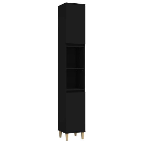 vidaXL Armario de ba&ntilde;o madera contrachapada negro 30x30x190 cm