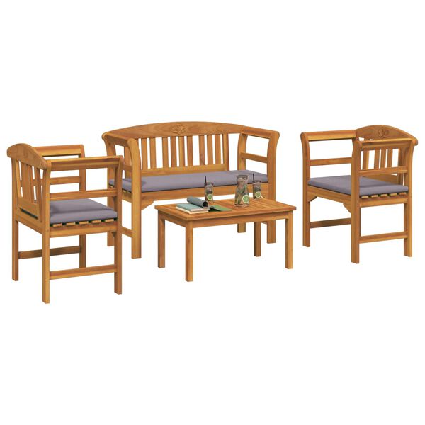 vidaXL Conjunto de sal&oacute;n Rosa del jard&iacute;n 4 pcs Madera de Acacia S&oacute;lida