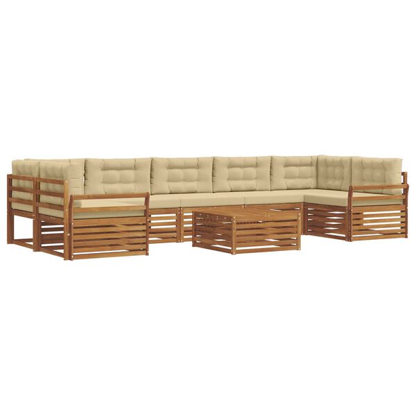 vidaXL Conjunto de sof&aacute;s de exterior con coj&iacute;n 8 pcs Natural y Beige