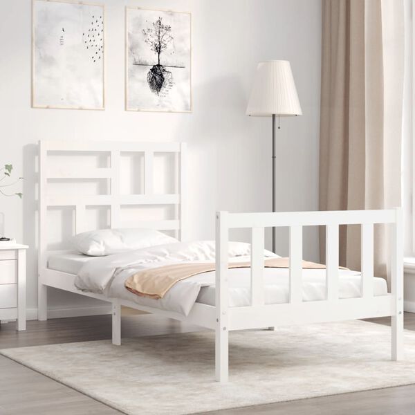 vidaXL Estructura cama sin colch&oacute;n madera maciza pino blanca 100x200cm
