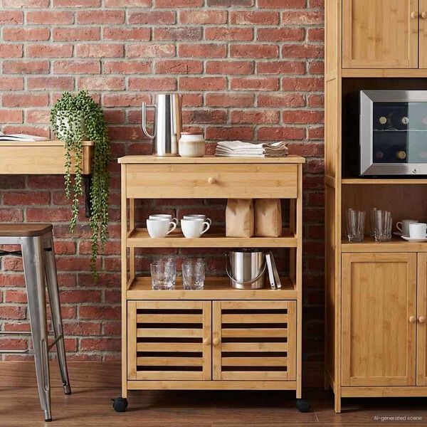 vidaXL Carrito de cocina con ruedas Natural 59,5 x 36 x 82 cm Bamb&uacute;