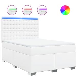 vidaXL Cama box spring con colch&oacute;n cuero sint&eacute;tico blanco 140x200cm