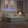 vidaXL Cama con tira de luces LED Gris Claro 200 x 200 cm Terciopelo