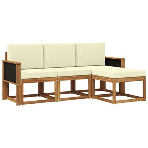 vidaXL Conjunto de sof&aacute;s de exterior con coj&iacute;n 4 pcs Natural y Crema