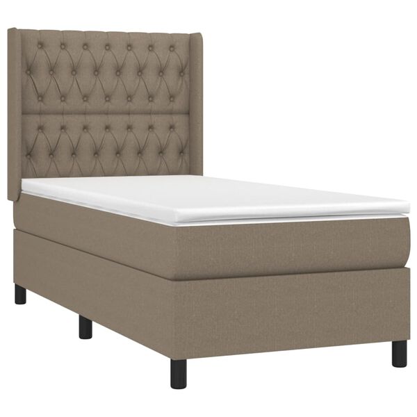 vidaXL Cama box spring colch&oacute;n y luces LED tela gris taupe 100x200 cm