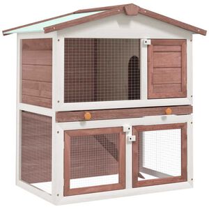 vidaXL Jaula conejera con 3 puertas madera marr&oacute;n