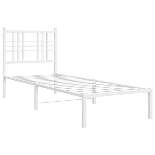 vidaXL Estructura cama sin colch&oacute;n con cabecero metal blanco 80x200 cm