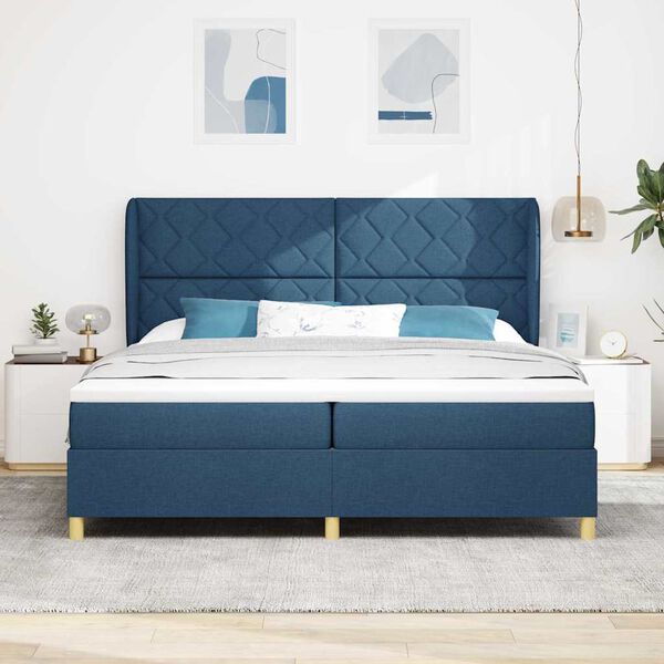 vidaXL Cama con Somier y Colch&oacute;n Gris Oscuro 90x190 cm de Tela Azul