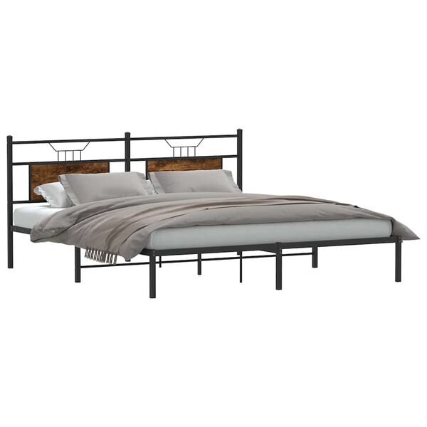 vidaXL Estructura de cama sin colch&oacute;n roble ahumado 183x213 cm