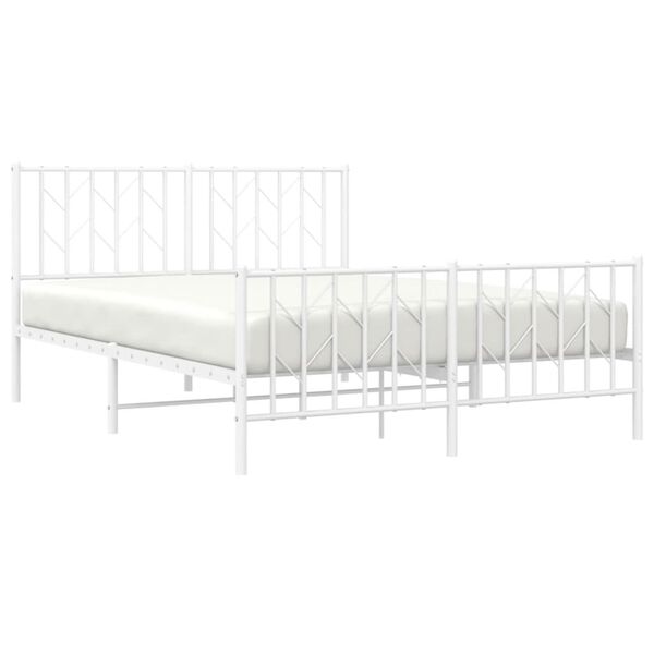 vidaXL Estructura cama sin colch&oacute;n con estribo metal blanco 140x200 cm