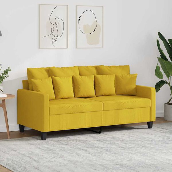 vidaXL Sof&aacute; de 2 plazas de tela amarillo claro 140 cm