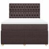 vidaXL Cama box spring con colch&oacute;n tela marr&oacute;n oscuro 140x190 cm