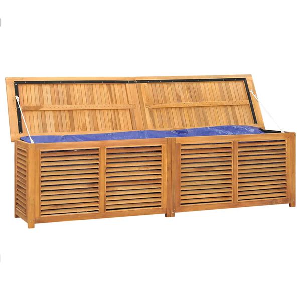 vidaXL Caja de almacenaje de jard&iacute;n con bolsa teca maciza 200x50x55 cm