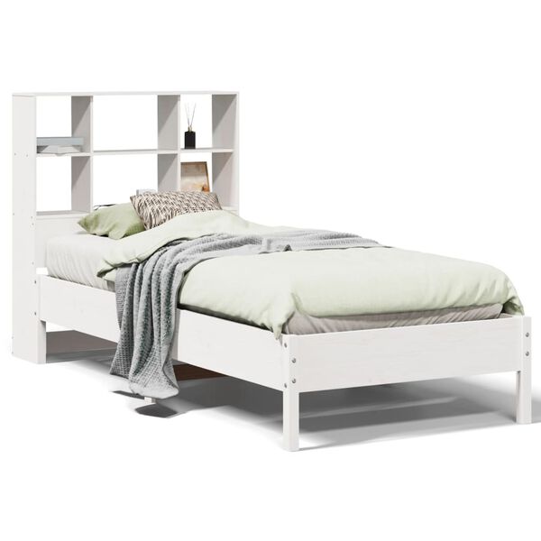vidaXL Cama con estanter&iacute;a sin colch&oacute;n madera maciza de pino 90x190 cm