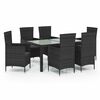 vidaXL Juego de comedor de jard&iacute;n 7 piezas rat&aacute;n sint&eacute;tico negro