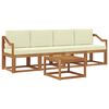 vidaXL Conjunto de sof&aacute;s de exterior con coj&iacute;n 5 pcs Natural y Crema