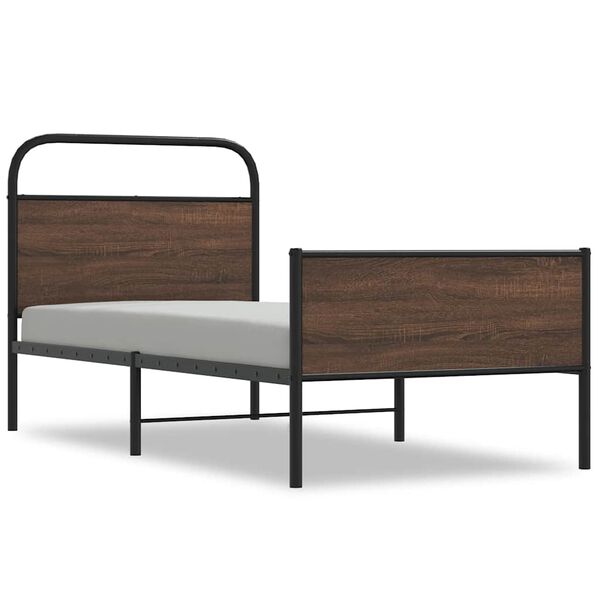 vidaXL Estructura de cama sin colch&oacute;n 107x203 cm madera marr&oacute;n roble