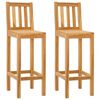 vidaXL Taburete de bar 2 uds. Natural Madera de teca maciza