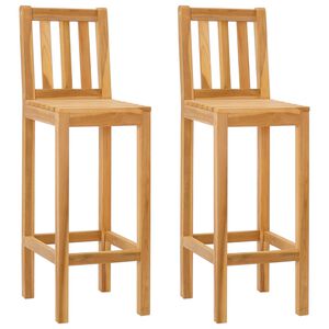 vidaXL Taburete de bar 2 uds. Natural Madera de teca maciza