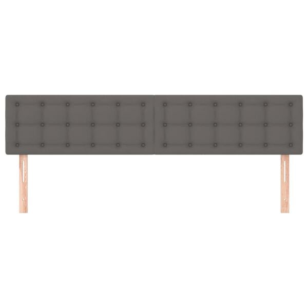 vidaXL Cabeceros 2 unidades de cuero sint&eacute;tico gris 90x5x78/88cm