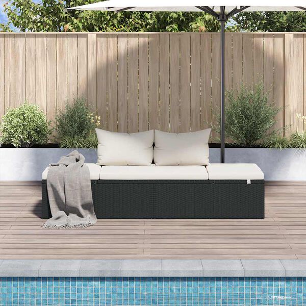 vidaXL Cama de jardín 195x60 cm ratán sintético negro