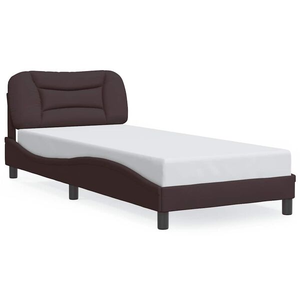 vidaXL Estructura de cama sin colch&oacute;n Hvar tela marr&oacute;n oscuro 80x200 cm