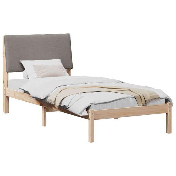 vidaXL Estructura de cama con cabecera Marr&oacute;n y taupe 90 x 200 cm