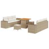 vidaXL Conjunto de sof&aacute; de jard&iacute;n 9 uds. Beige Polirat&aacute;n