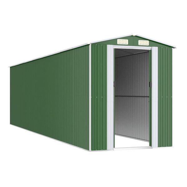 vidaXL Cobertizo de jard&iacute;n acero galvanizado verde 192x772x223 cm