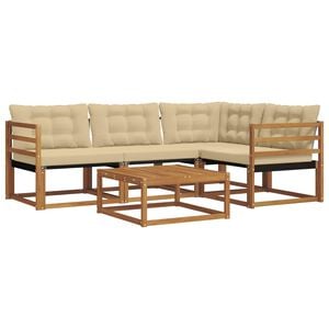 vidaXL Conjunto de sof&aacute;s de exterior con coj&iacute;n 5 pcs Natural y Beige
