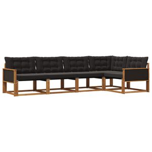 vidaXL Conjunto de sof&aacute;s de exterior con coj&iacute;n 5 pcs Natural y negro