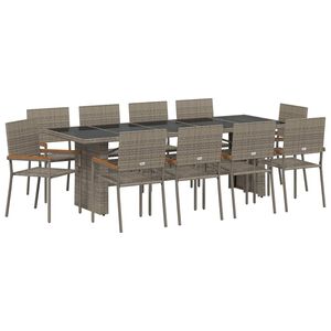 vidaXL Conjunto de Comedor de Jard&iacute;n 11 uds. Gris rat&aacute;n sint&eacute;tico