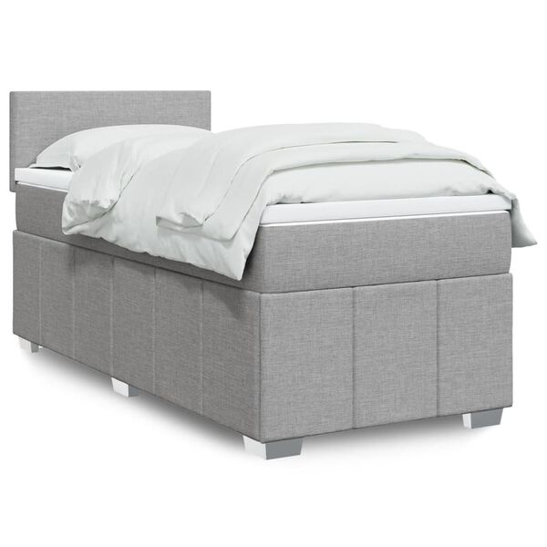 vidaXL Cama box spring con colch&oacute;n tela gris claro 90x190 cm