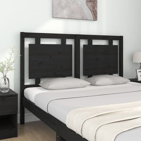 vidaXL Cabecero de cama madera maciza de pino negro 140,5x4x100 cm