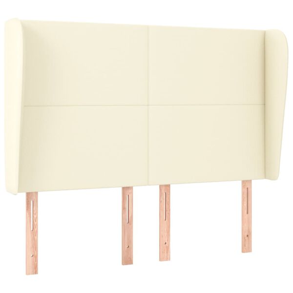 vidaXL Cabecero con orejas de cuero sint&eacute;tico crema 147x23x118/128cm