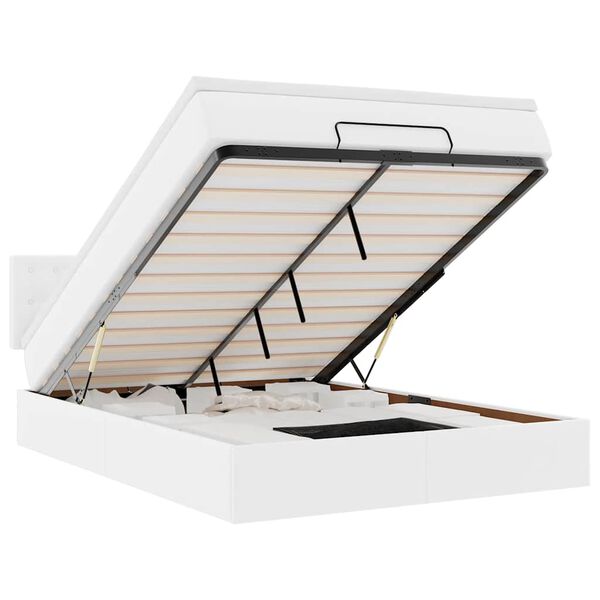 vidaXL Estructura cama otomana colch&oacute;n cuero sint&eacute;tico blanco