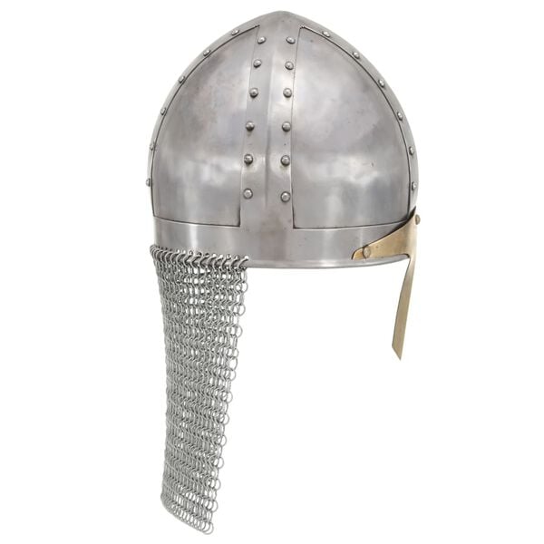 vidaXL R&eacute;plica casco de caballero cruzado antiguo LARP acero plateado