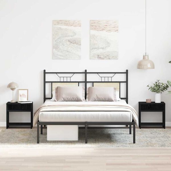 vidaXL Mesillas de noche 2 uds roble negro 40x30x40 cm