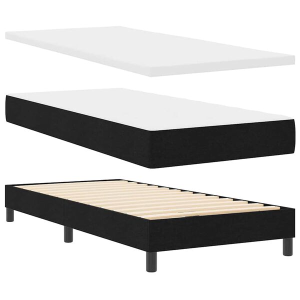 vidaXL Cama tipo Box Spring con colch&oacute;n Negro 200 x 90 cm Poli&eacute;ster