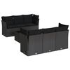 vidaXL Set de comedor de jard&iacute;n 7 pzas y cojines rat&aacute;n sint&eacute;tico negro