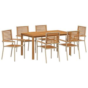 vidaXL Conjunto de Comedor de Jardín 7 pcs Beige Poliratán